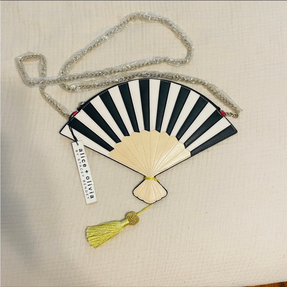 NWT Alice + Olivia Tassel-ACCENTED Oriental Fan Bag
